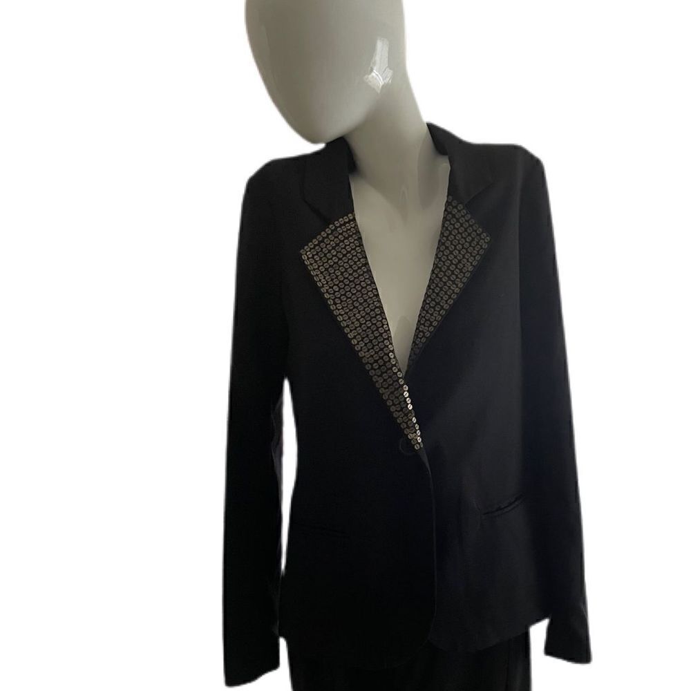 Fossil Gold Sequin Lapel Black Blazer